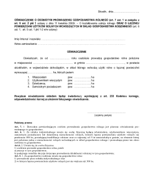 Polish Personal Farm Management Declaration