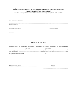 Polish Farm Management Declaration