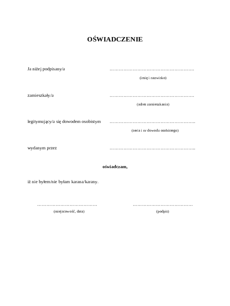 Criminal Record Declaration - Blank Fillable Template | Fill Out, Print ...