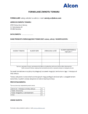 Product Return Form