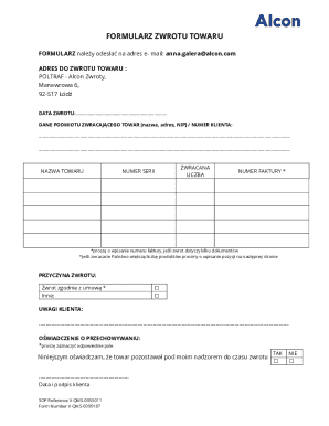 Product Return Form