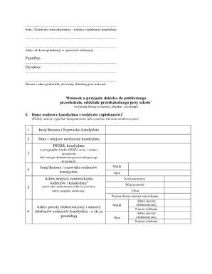 Polish Kindergarten Application Form
