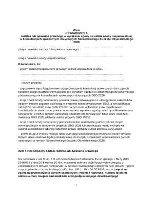 Parent Consent Form for Minor Participation in Szczecin Citizen Budget 2026