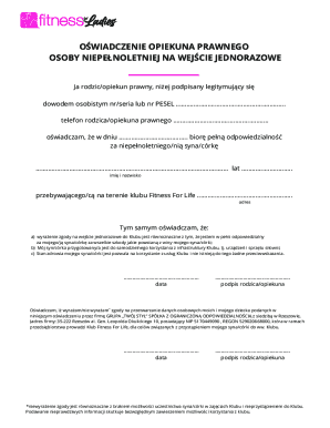 Legal Guardian Consent Form for One-Time Entry
