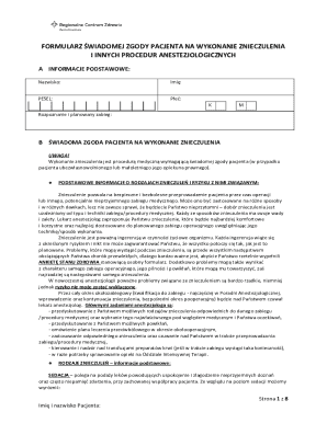 Patient Consent Form for Anesthesia