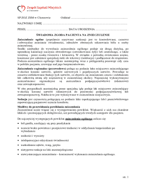 Medical Consent Form for Anesthesia