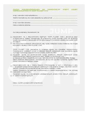 Parent Consent Form for Jump Planet Gym