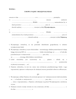 Polish Occasional Lease Agreement