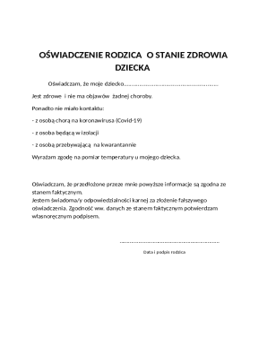 Parent Health Declaration Form