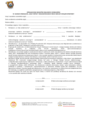 Parental Consent Form for "Mały Mistrz" Program