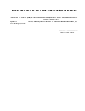 Parental Consent for Leaving School Aftercare