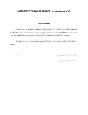 Child Independent Return Consent Form