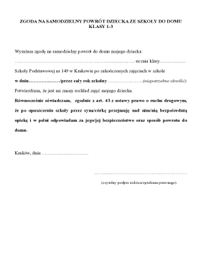 Child Independent Return Consent Form