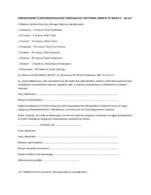 Guardian Responsibility Statement for Event Participant