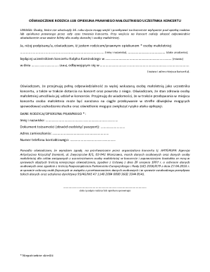 Parent Consent Form for Minor Concert Attendance