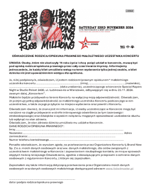 Parent Guardian Consent Form for Concert