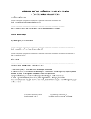 Parental Consent Form for Concert Attendance