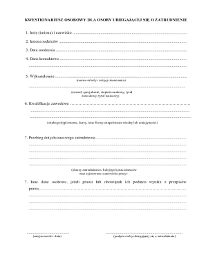 Polish Employment Application Form
