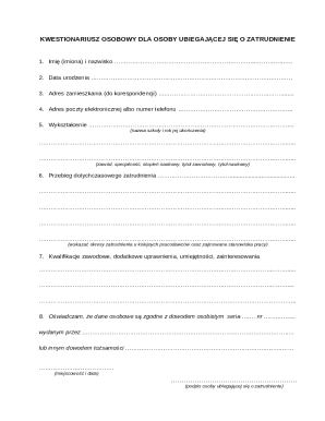 Employment Application Form