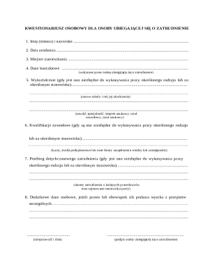 Polish Employment Application Form