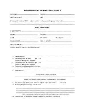 Employee Personal Questionnaire
