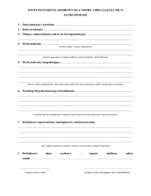 Employment Application Form