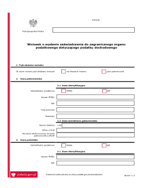 Poland Tax Certificate Request Form