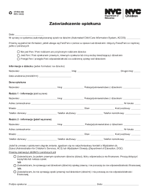 Child Care Custodian Statement Form