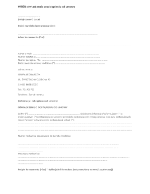 Polish Consumer Contract Withdrawal Form
