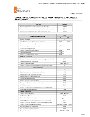 Comisiones y Tasas para Personas Jurídicas