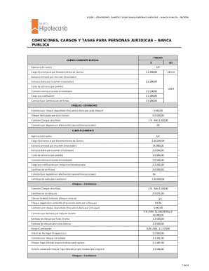 Comisiones y Tasas para Personas Jurídicas