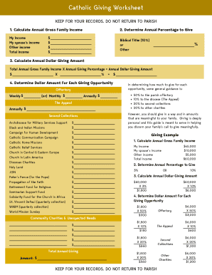 Catholic Giving Worksheet