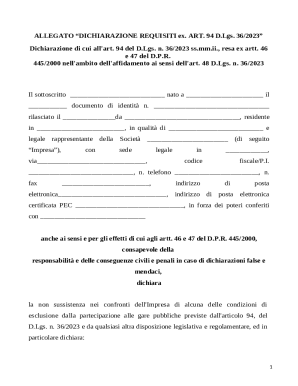 Italian Declaration of Requirements Form
