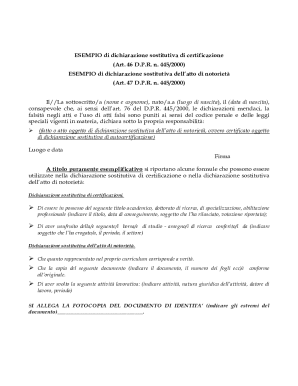 Italian Self-Certification Declaration Template