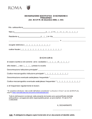 Italian School Attendance Declaration Form