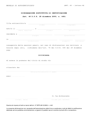 Italian Self-Certification Form