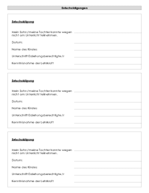 School Absence Excuse Note