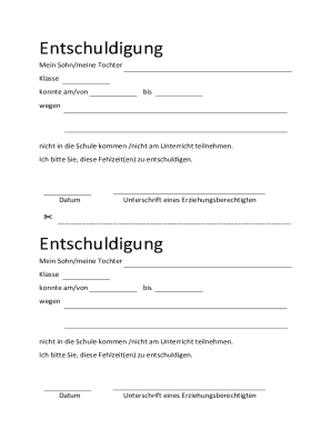 German School Absence Excuse Note