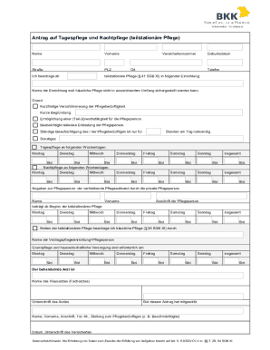 German Day and Night Care Application Form