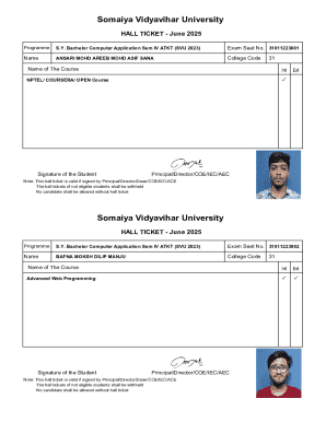 Somaiya Vidyavihar University Hall Ticket
