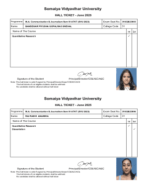 Somaiya Vidyavihar University Hall Ticket