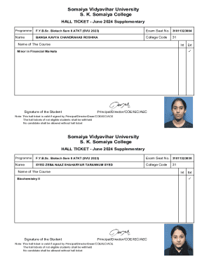 Somaiya Vidyavihar University Hall Ticket