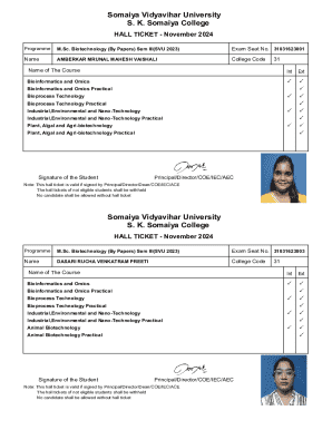 Somaiya Vidyavihar University Hall Ticket