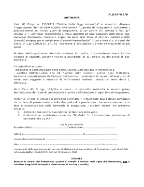 Italian Antimafia Declaration Form