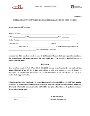 Italian Anti-Mafia Self-Certification Form