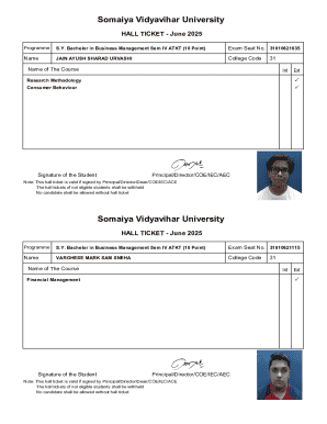 Somaiya Vidyavihar University Hall Ticket