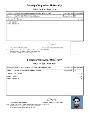 Somaiya Vidyavihar University Hall Ticket