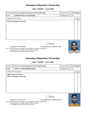 Somaiya Vidyavihar University Hall Ticket