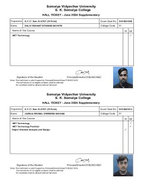 Hall Ticket - June 2024 Supplementary