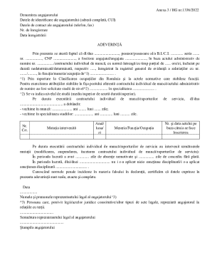 Romanian Employment Verification Certificate